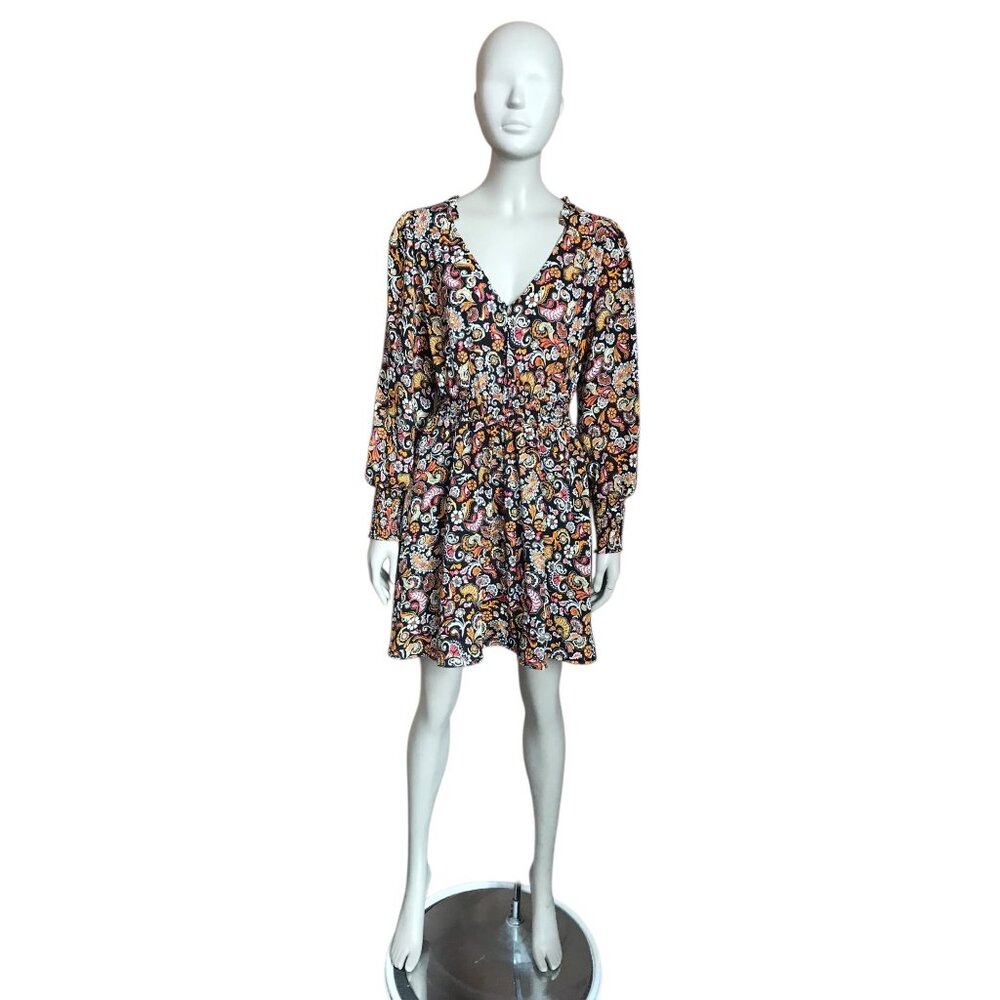 BB Dakota Black and Orange Patterned Dress